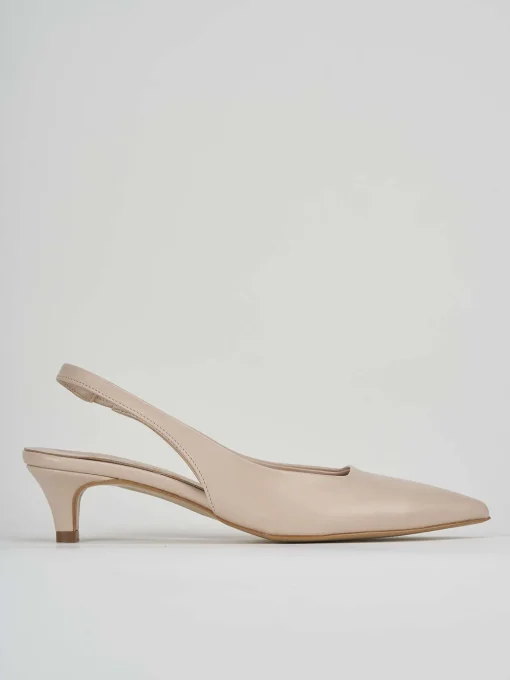 Décolleté e slingback tacco 3cm pelle beige