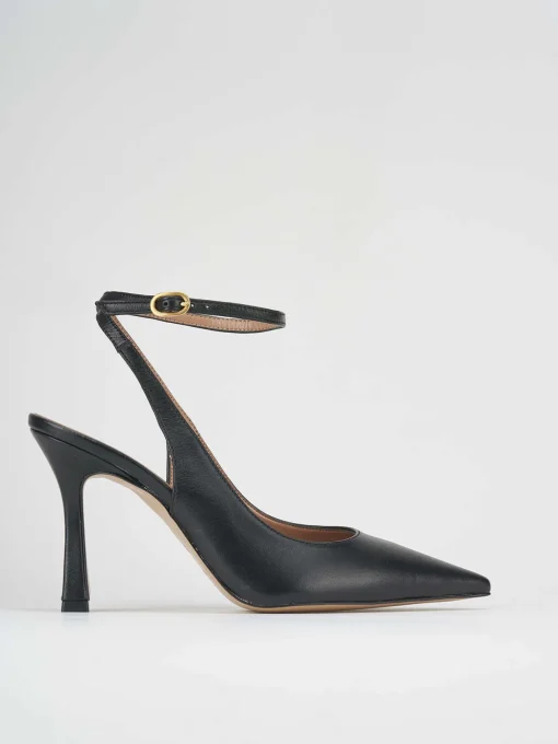 Décolleté e slingback tacco 9cm pelle nero