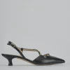 Décolleté e slingback tacco 4cm pelle nero
