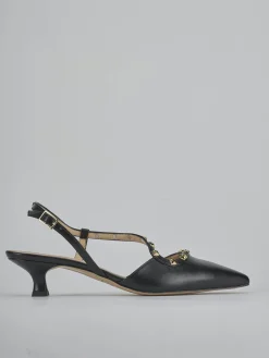 Décolleté e slingback tacco 4cm pelle nero