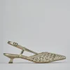 Décolleté e slingback tacco 4cm pelle oro