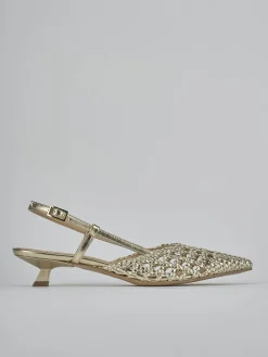 Décolleté e slingback tacco 4cm pelle oro