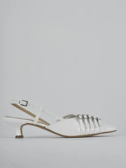 Décolleté e slingback tacco 4cm vernice bianco