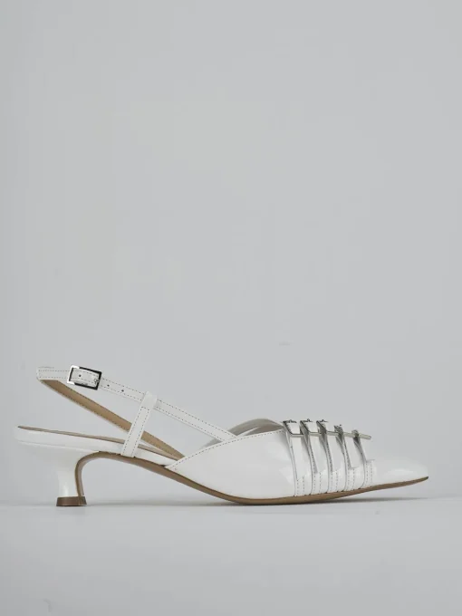 Décolleté e slingback tacco 4cm vernice bianco