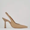 Décolleté e slingback tacco 9cm pelle marrone