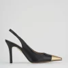 Décolleté e slingback tacco 9cm pelle nero