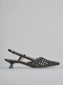 Décolleté e slingback tacco 4cm pelle nero
