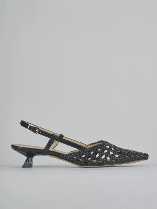 Décolleté e slingback tacco 4cm pelle nero