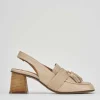 Décolleté e slingback tacco 6cm pelle beige
