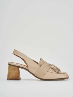 Décolleté e slingback tacco 6cm pelle beige