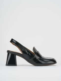 Décolleté e slingback tacco 6cm vernice nero