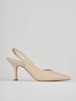 Décolleté e slingback tacco 7cm pelle beige