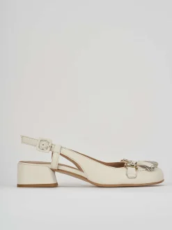 Décolleté e slingback tacco 3cm pelle bianco