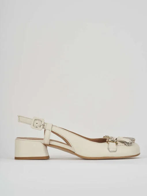 Décolleté e slingback tacco 3cm pelle bianco