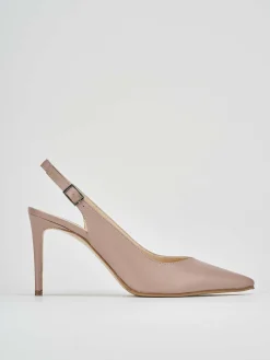 Décolleté e slingback tacco 8cm pelle rosa