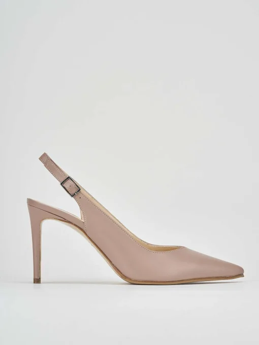Décolleté e slingback tacco 8cm pelle rosa