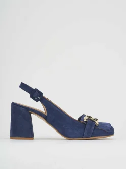 Décolleté e slingback tacco 7cm camoscio blu