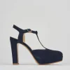 Décolleté e slingback tacco 11cm camoscio blu