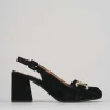 Décolleté e slingback tacco 7cm camoscio nero