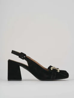 Décolleté e slingback tacco 7cm camoscio nero