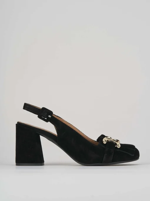 Décolleté e slingback tacco 7cm camoscio nero
