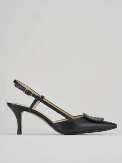 Décolleté e slingback tacco 5cm pelle nero
