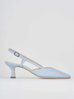 Décolleté e slingback tacco 5cm pelle azzurro