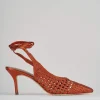 Décolleté e slingback tacco 7cm pelle arancio