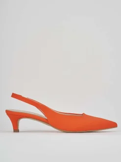 Décolleté e slingback tacco 3cm licra arancio