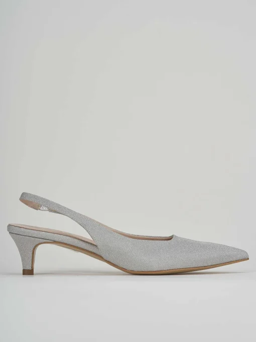 Décolleté e slingback tacco 3cm glitter argento