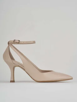 Décolleté e slingback tacco 7cm pelle beige