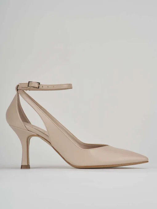 Décolleté e slingback tacco 7cm pelle beige