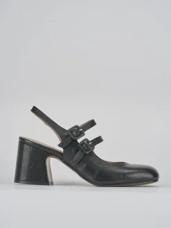 Décolleté e slingback tacco 5cm pelle nero