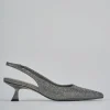 Décolleté e slingback tacco 5cm pelle argento