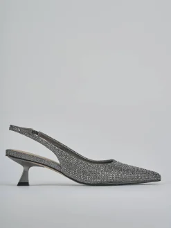 Décolleté e slingback tacco 5cm pelle argento
