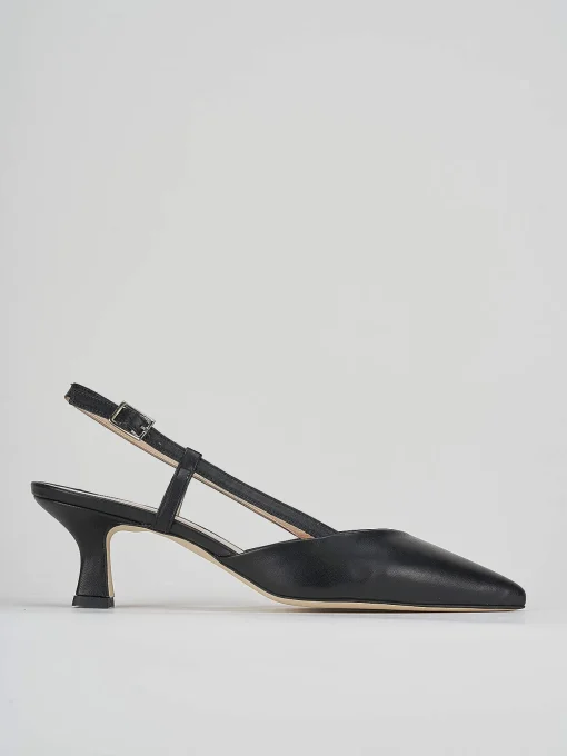 Décolleté e slingback tacco 5cm pelle nero