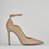 Décolleté e slingback tacco 10cm pelle marrone