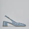 Décolleté e slingback tacco 5cm vernice azzurro
