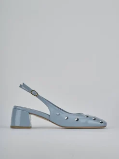 Décolleté e slingback tacco 5cm vernice azzurro