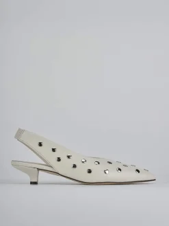 Décolleté e slingback tacco 4cm pelle beige