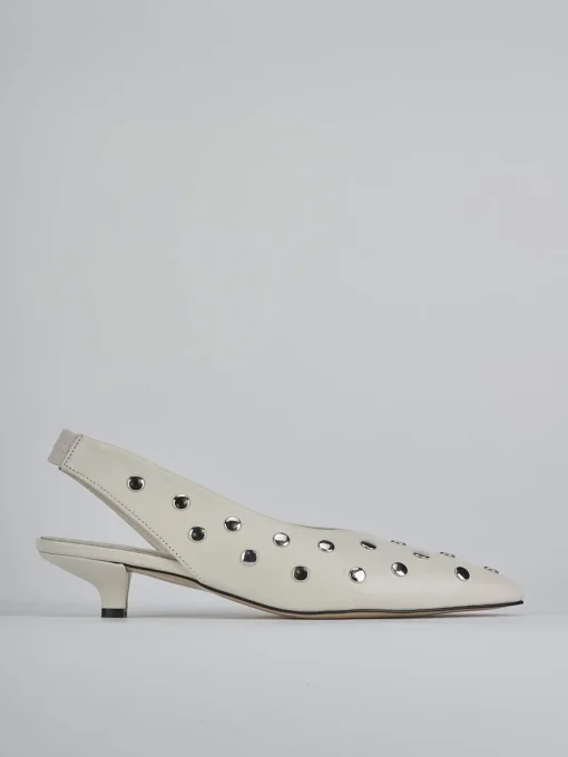 Décolleté e slingback tacco 4cm pelle beige
