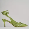 Décolleté e slingback tacco 7cm pelle verde