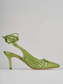 Décolleté e slingback tacco 7cm pelle verde