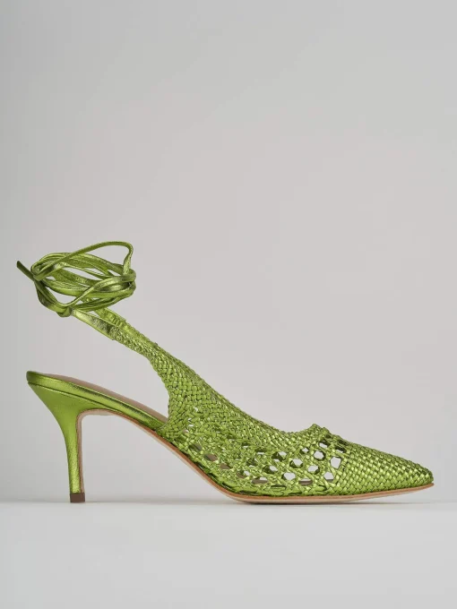 Décolleté e slingback tacco 7cm pelle verde