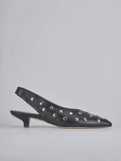 Décolleté e slingback tacco 4cm pelle nero