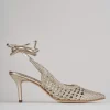 Décolleté e slingback tacco 7cm pelle oro