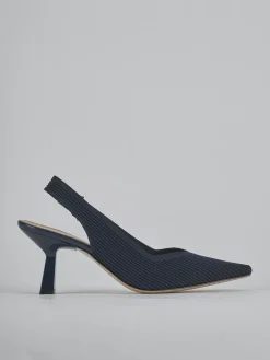Décolleté e slingback tacco 7cm pelle blu