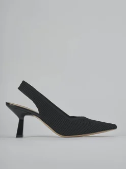 Décolleté e slingback tacco 7cm pelle nero