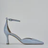 Décolleté e slingback tacco 8cm pelle azzurro