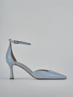 Décolleté e slingback tacco 8cm pelle azzurro